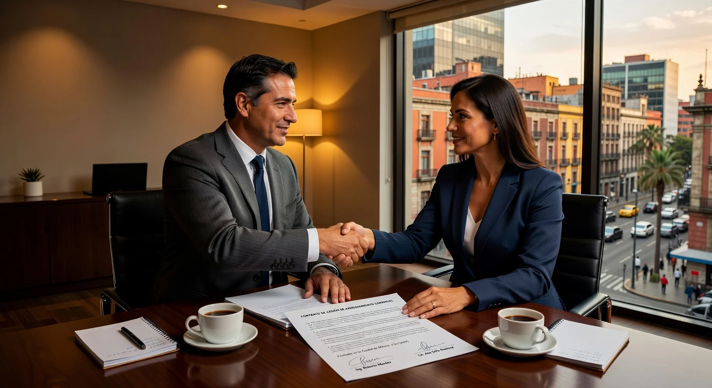Business handshake over contract