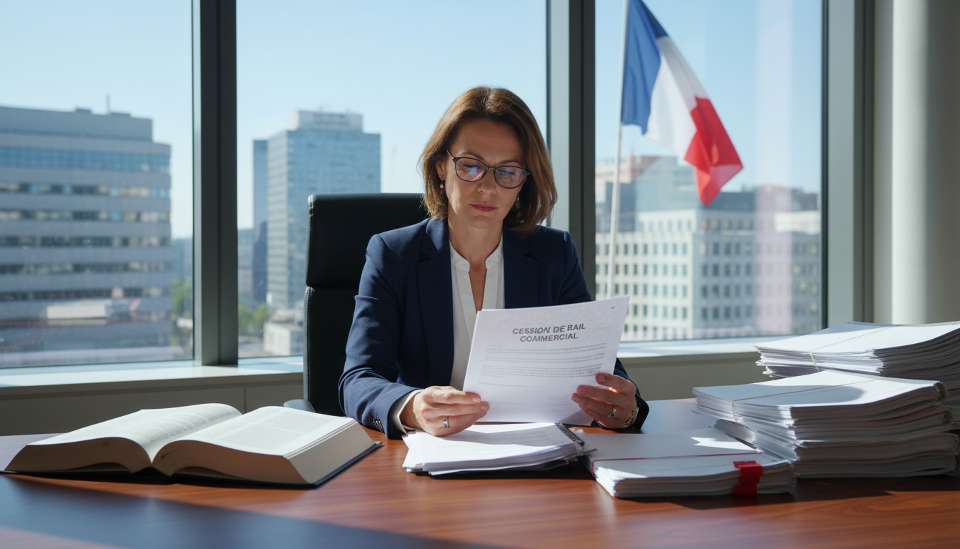French lawyer reviewing lease documents