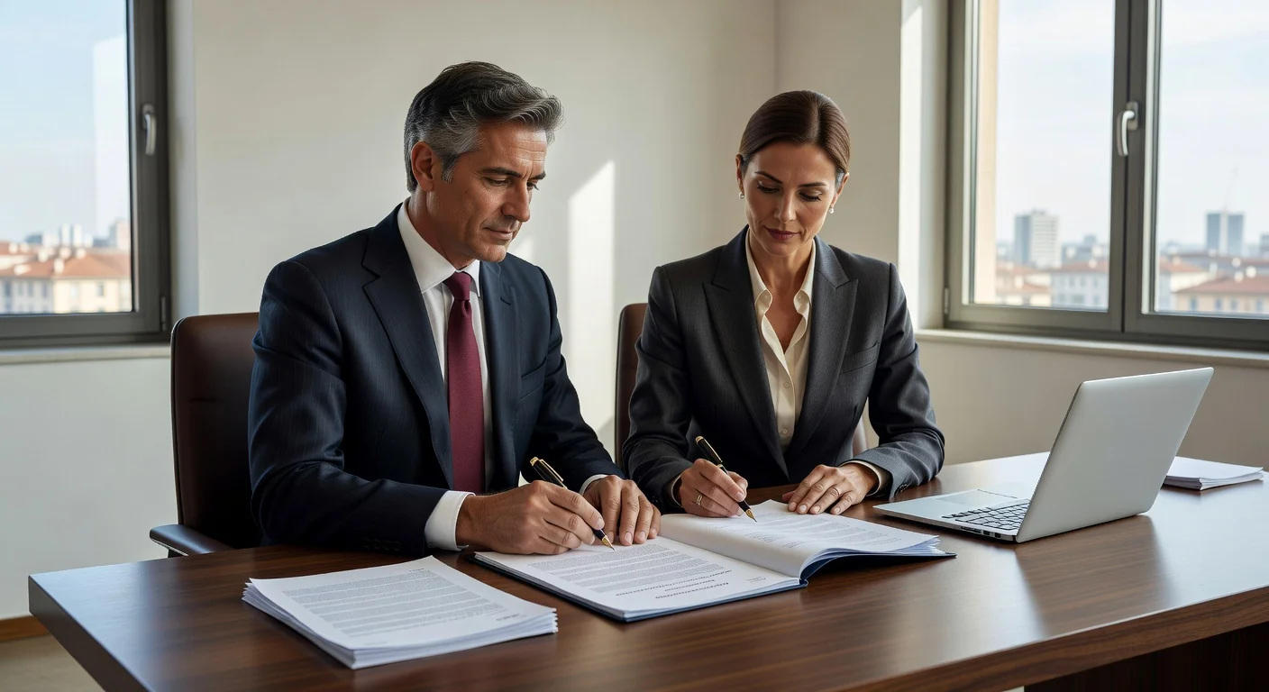 Italian lease contract signing scene