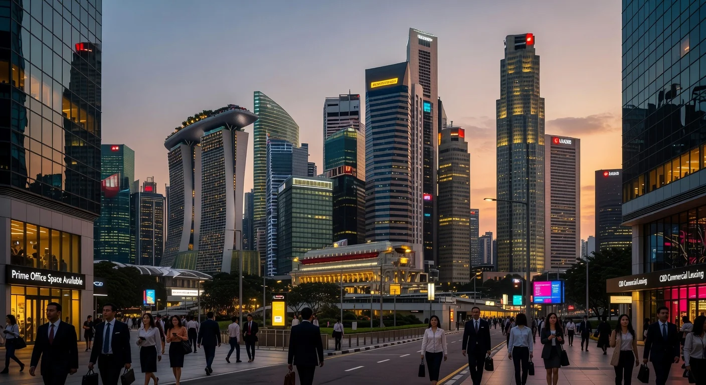 Singapore skyline with commercial buildings