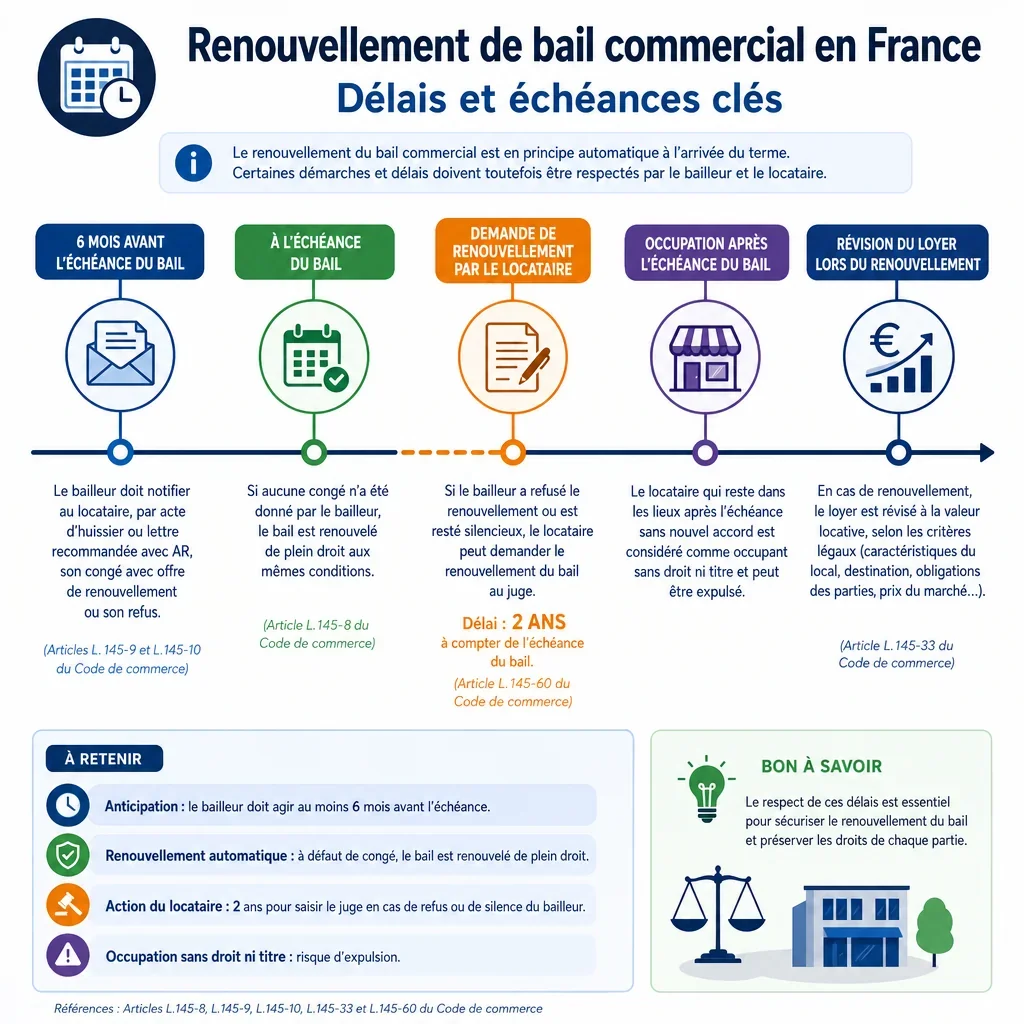 Délais et échéances du renouvellement de bail commercial