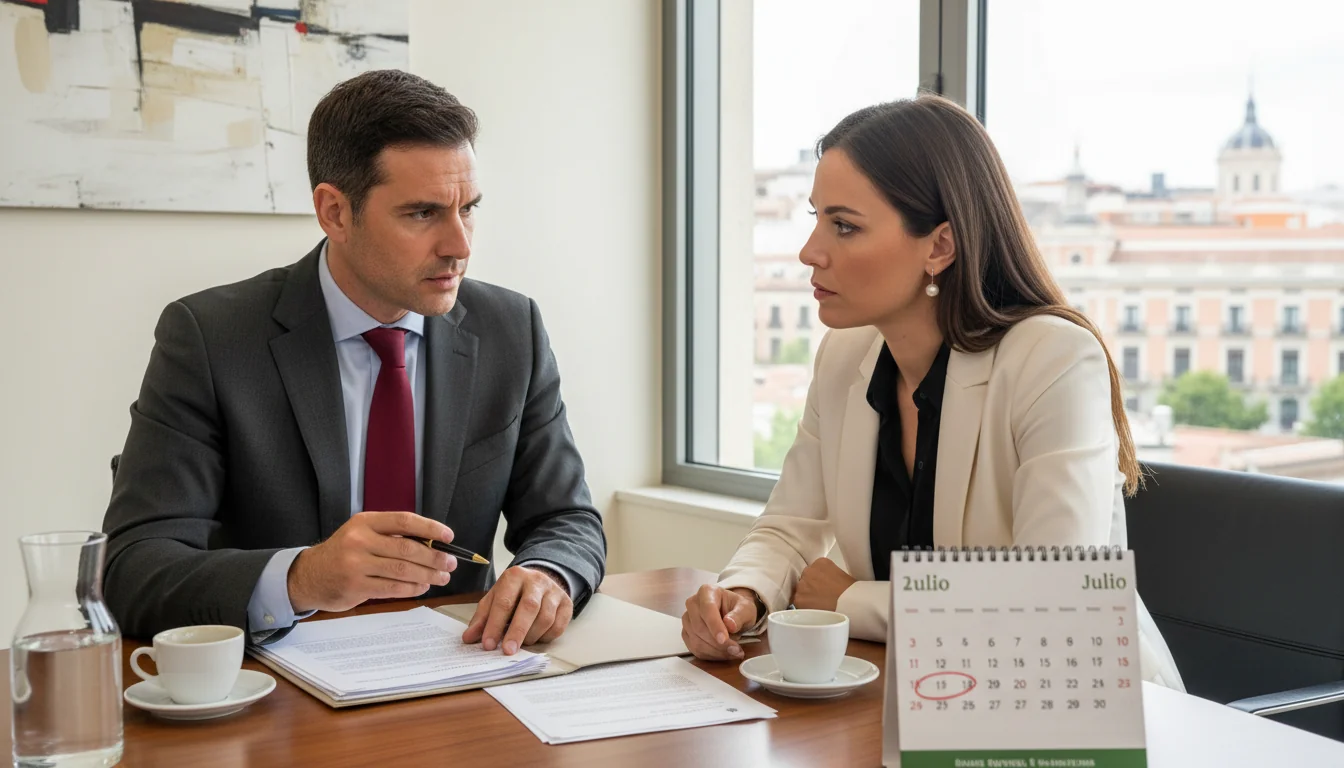 Lawyer consulting on lease renewal.