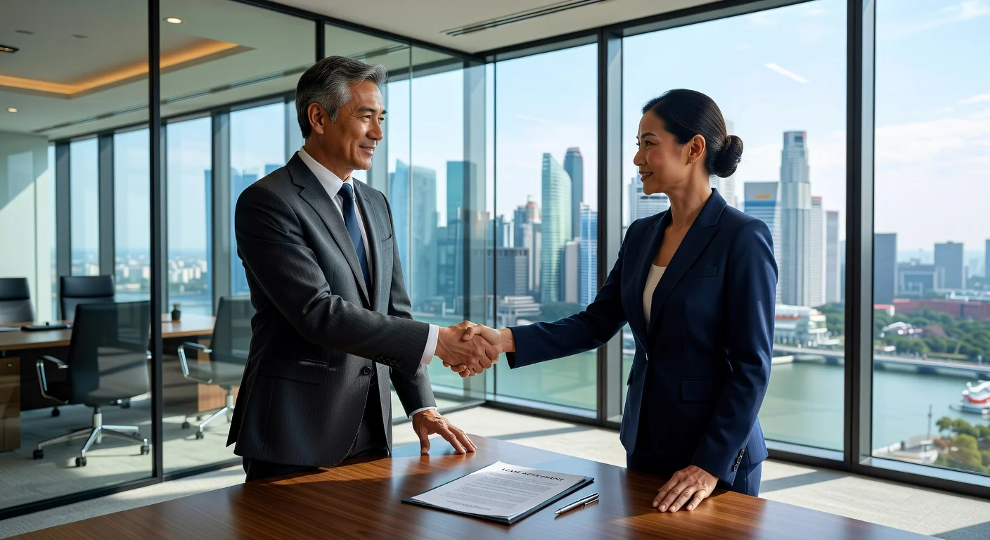 Business professionals signing lease contract