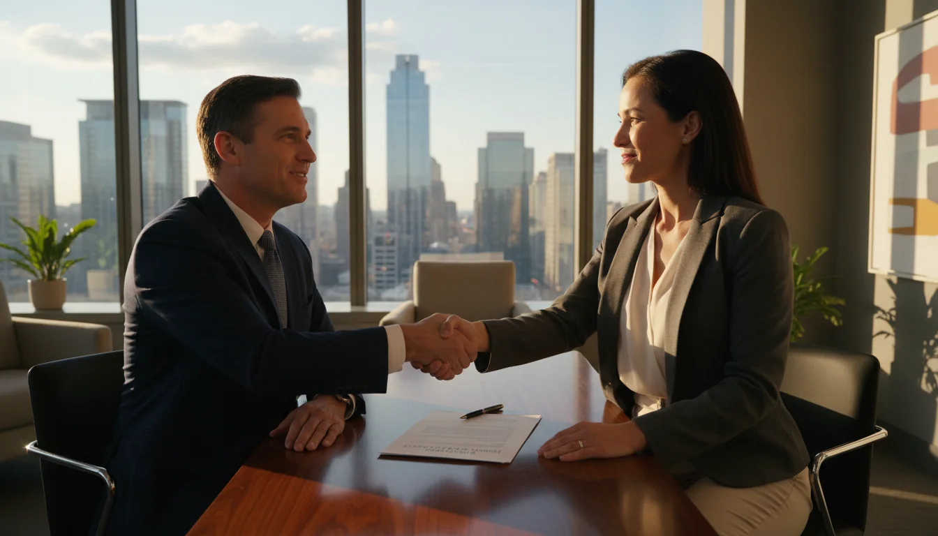 Handshake sealing lease agreement.