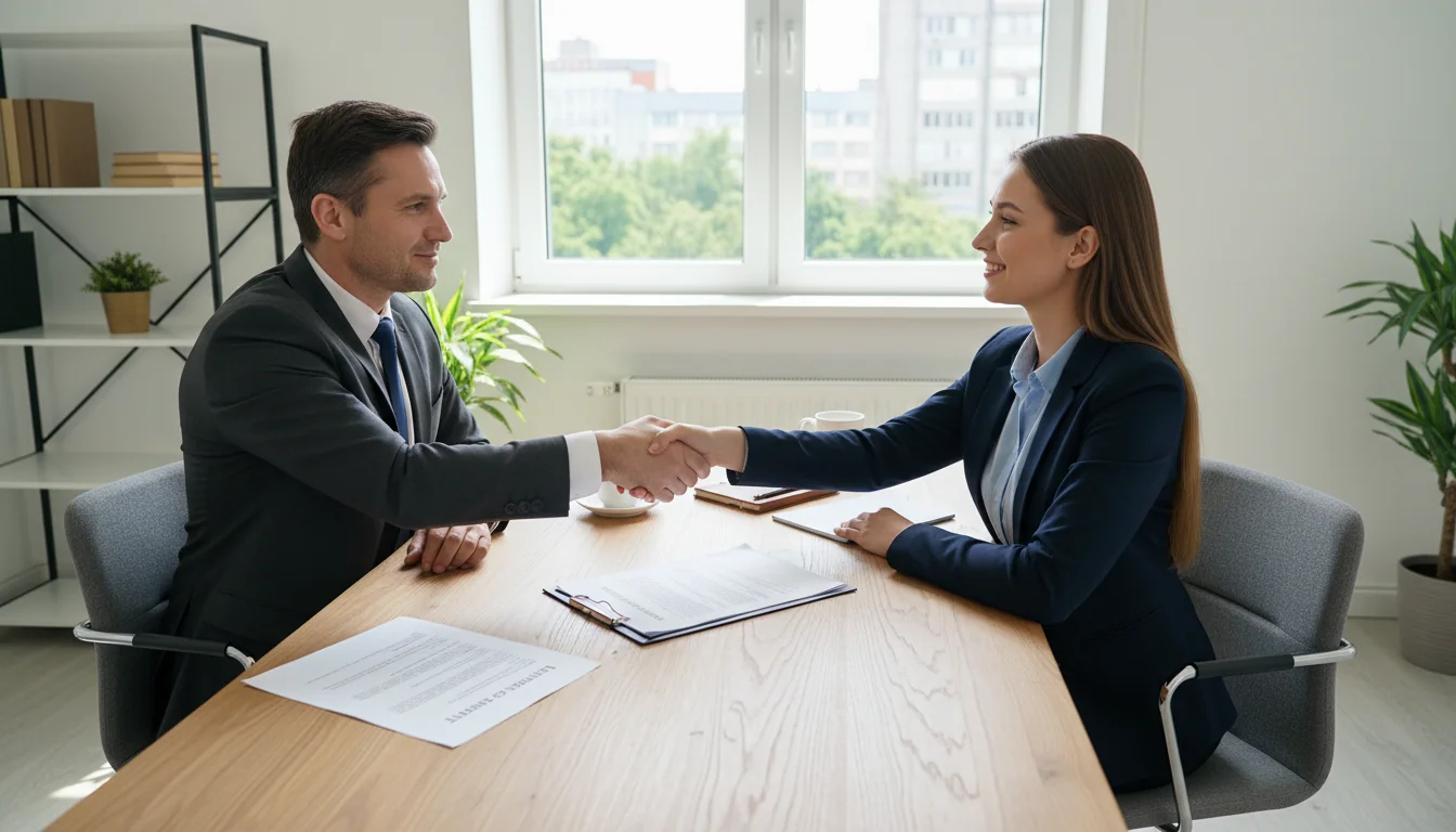 Professional signing lease agreement
