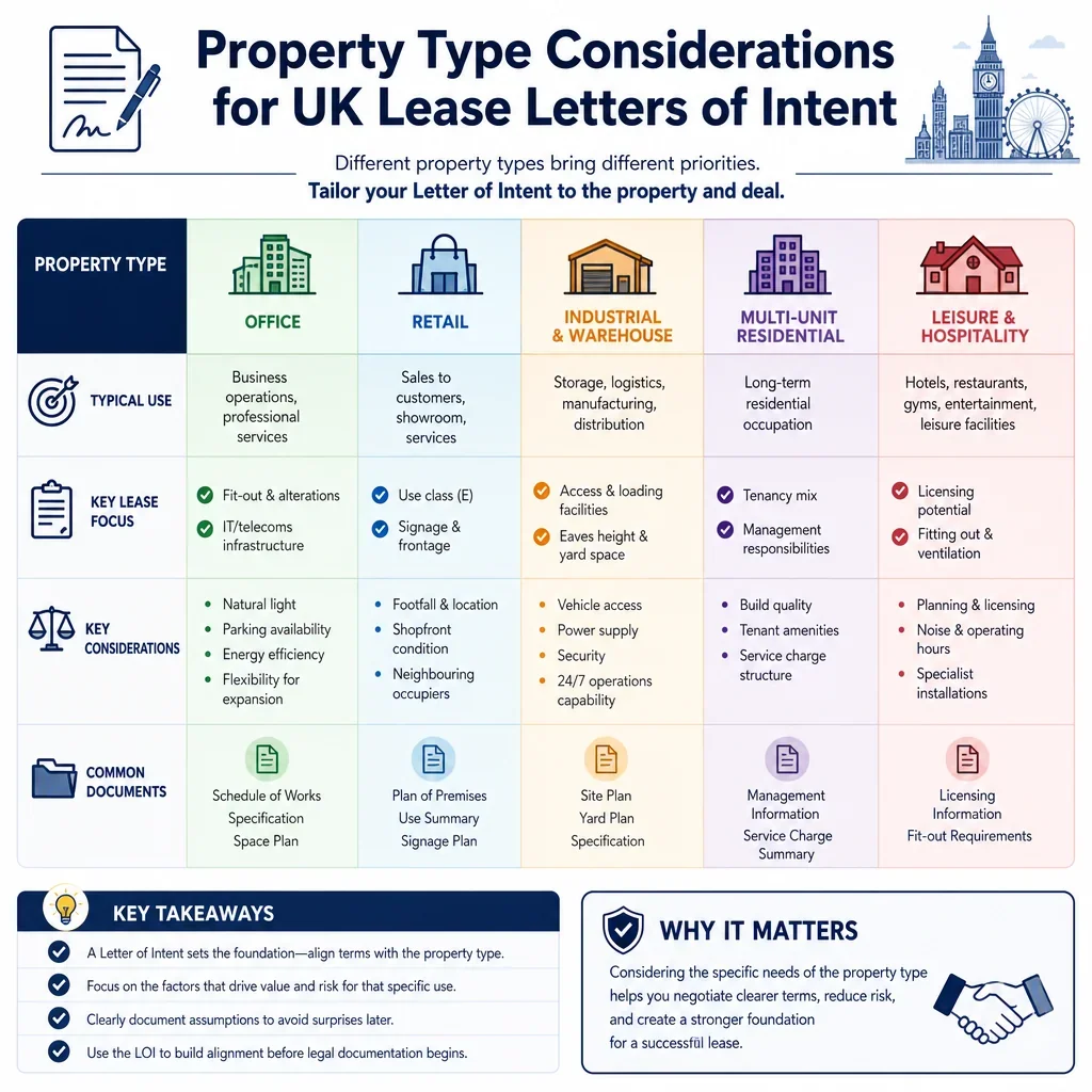 Property type considerations for lease letters of intent