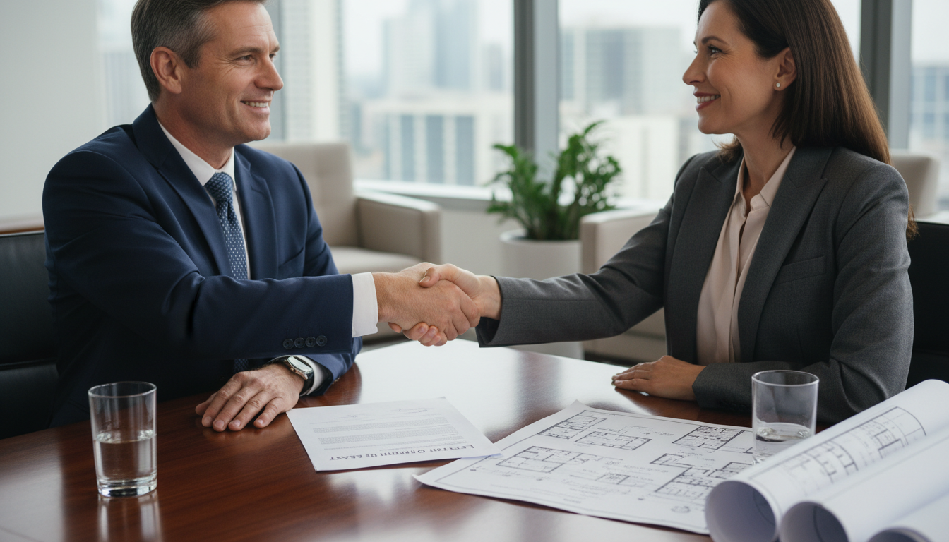 Handshake sealing lease agreement deal