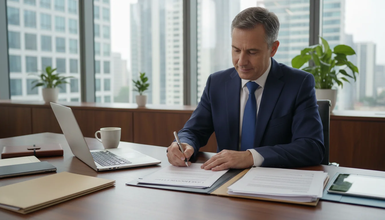 Professional signing lease agreement