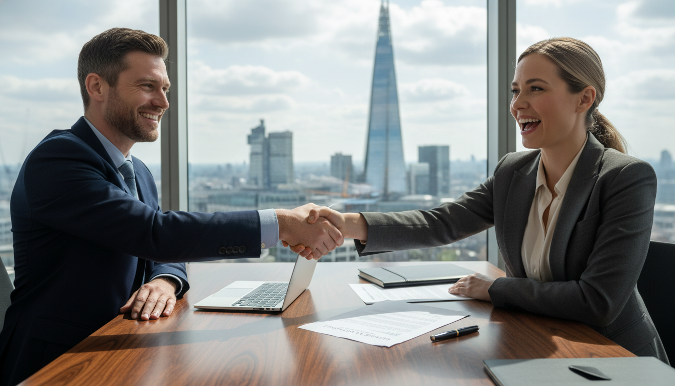 Business handshake over lease contract