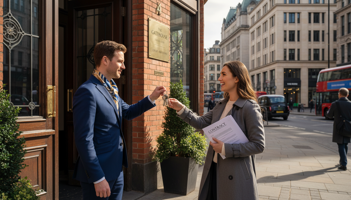 Handing over keys to tenant