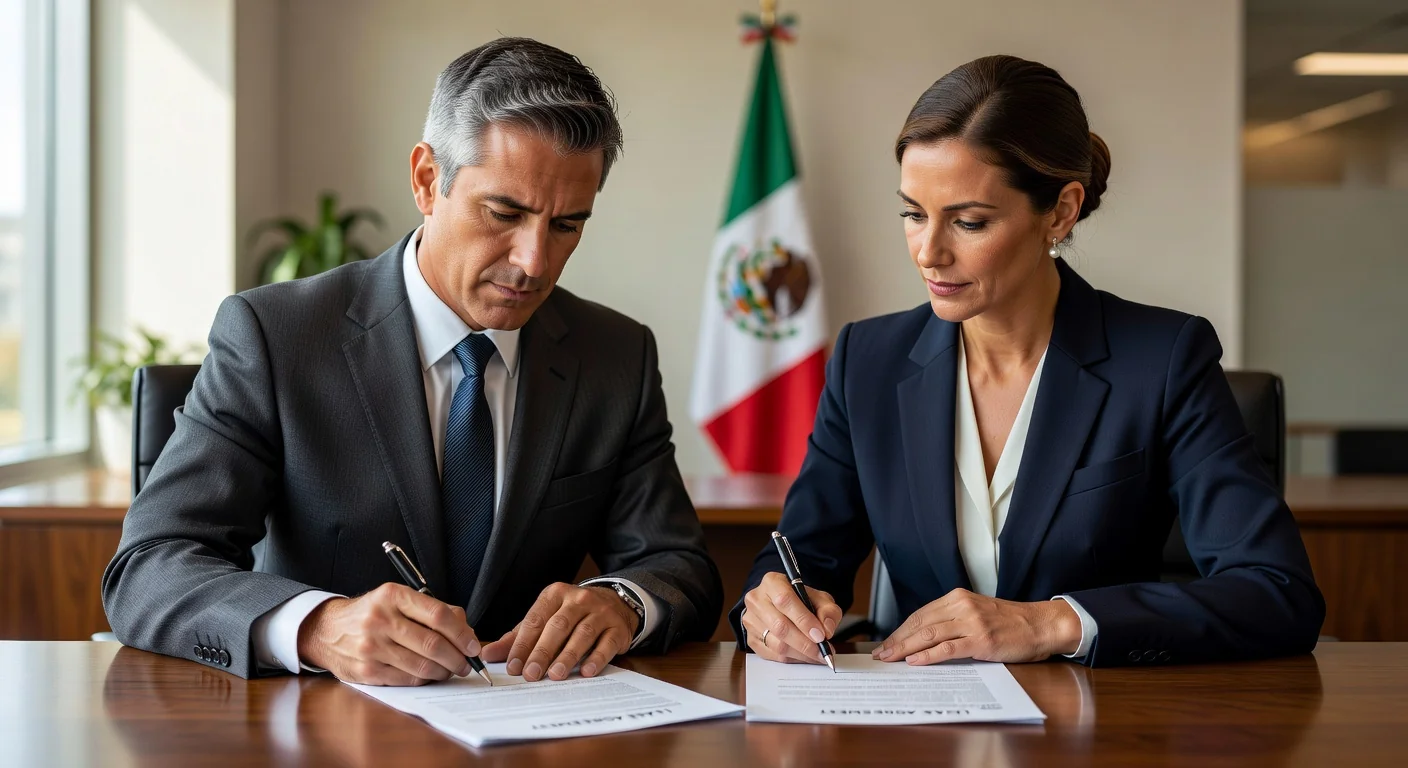 Professional signing lease agreement indoors