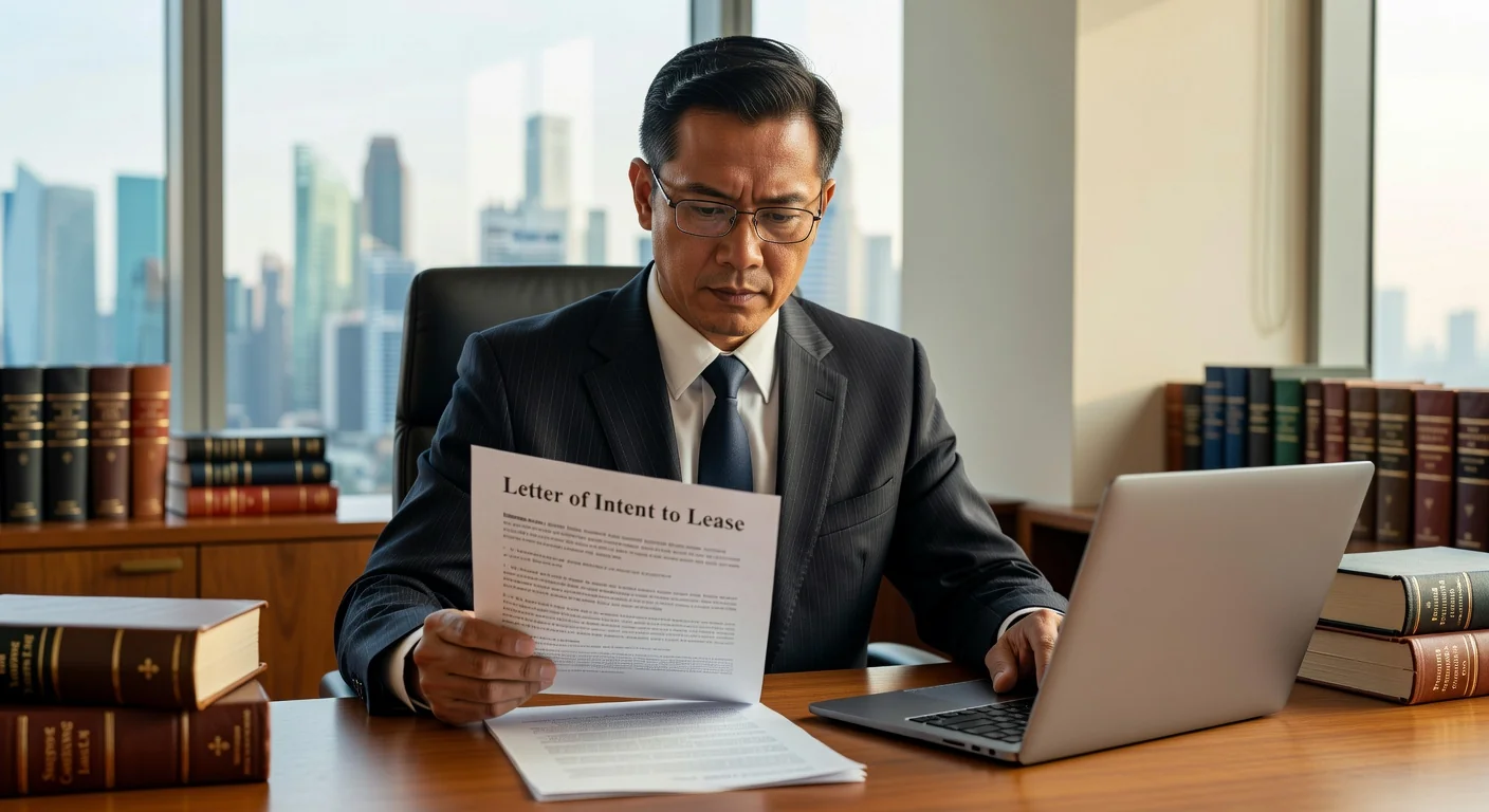 Lawyer reviewing lease document closely