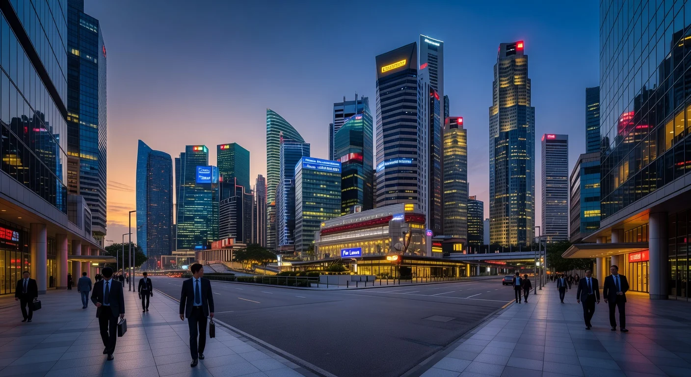 Singapore skyline with commercial buildings