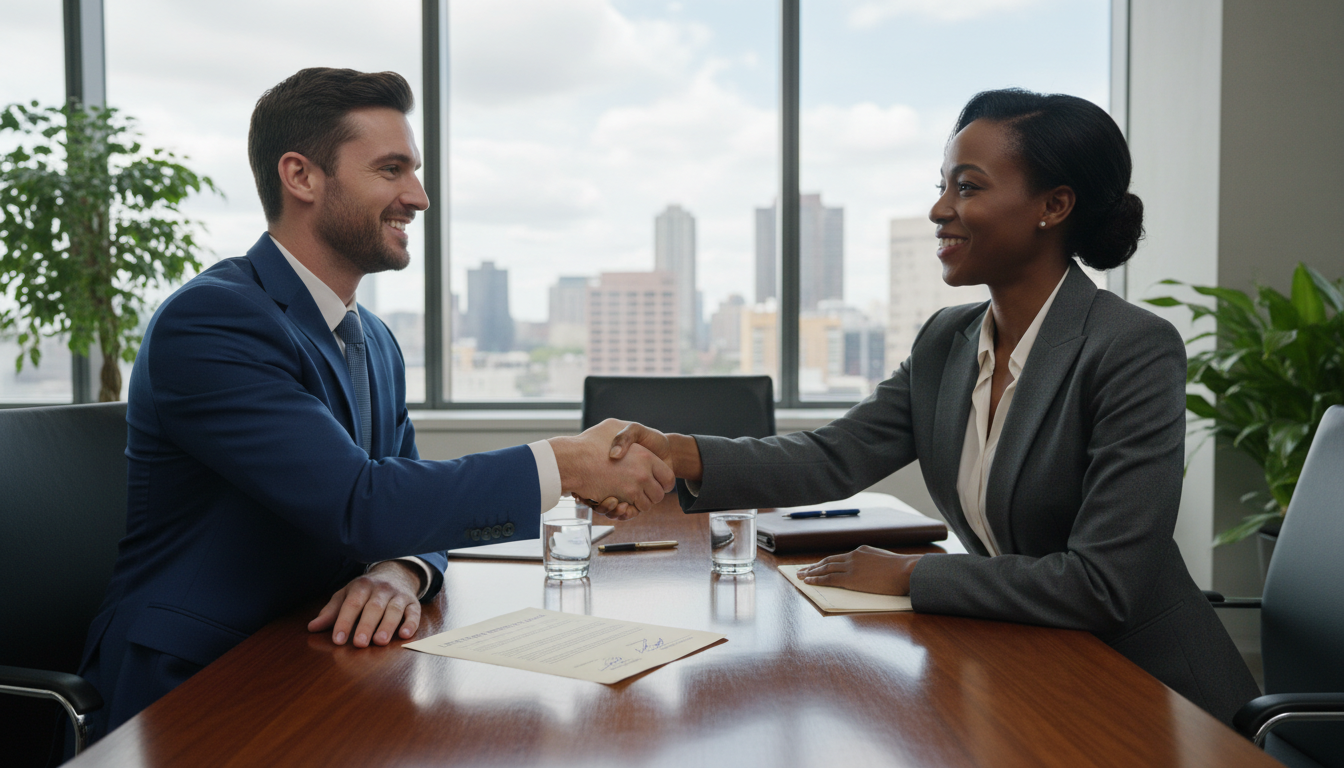 Handshake sealing lease agreement deal