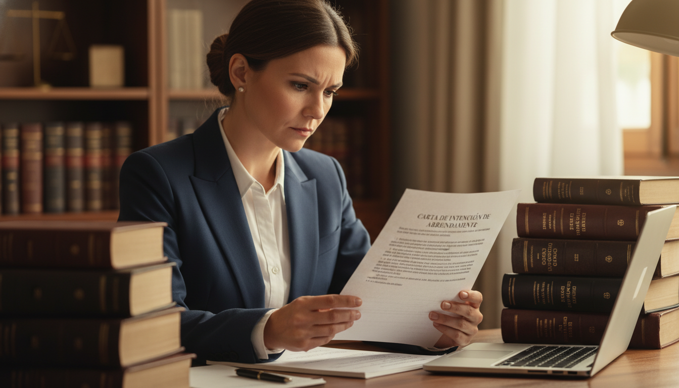 Businesswoman reviewing lease intention letter