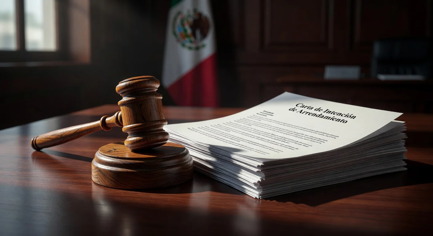 Gavel and Mexican rental contract papers