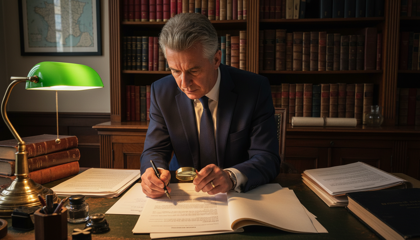 Notary reviewing lease in France