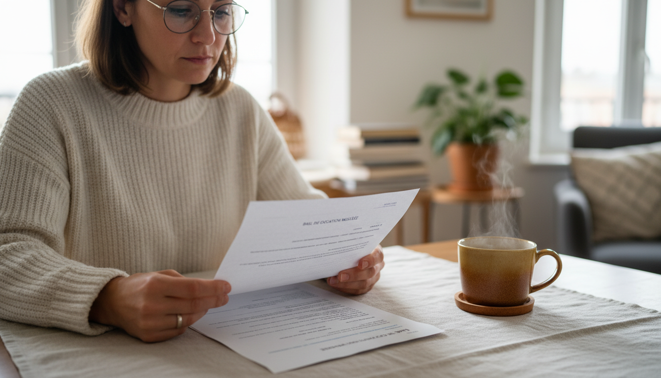 Tenant reviewing lease terms closely