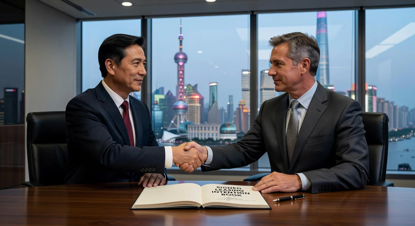 Business handshake over lease agreement