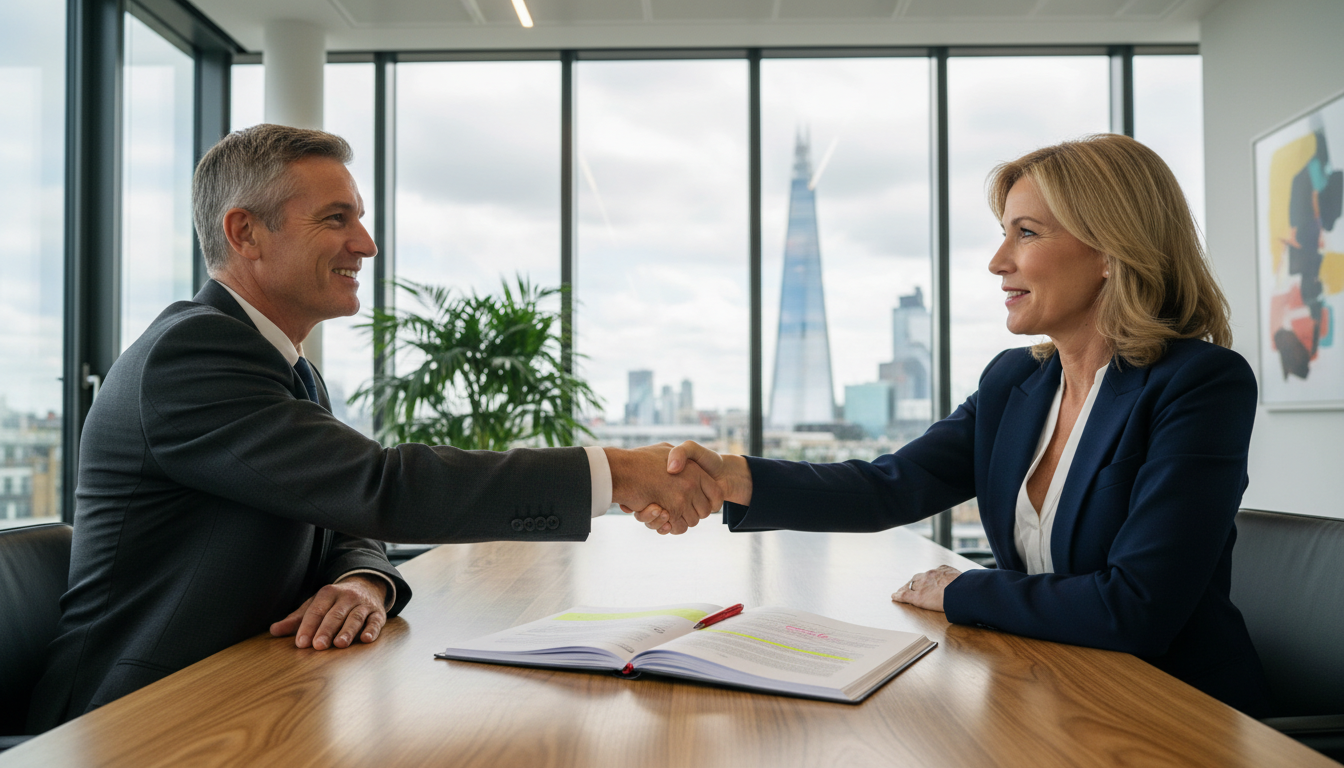 Professional signing lease agreement