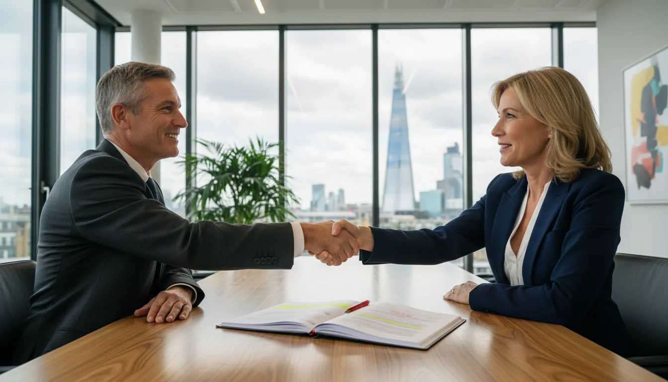 Professional signing lease agreement