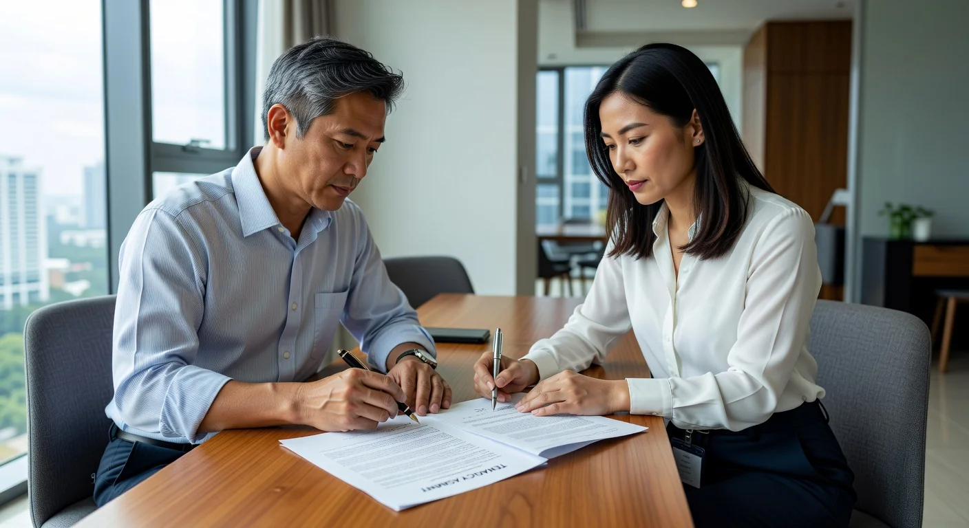 Landlord and tenant signing agreement