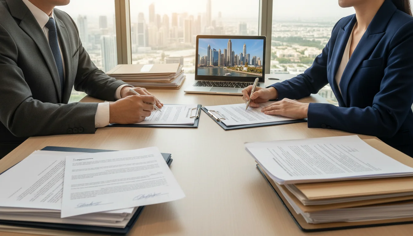 Office rental contract signing.