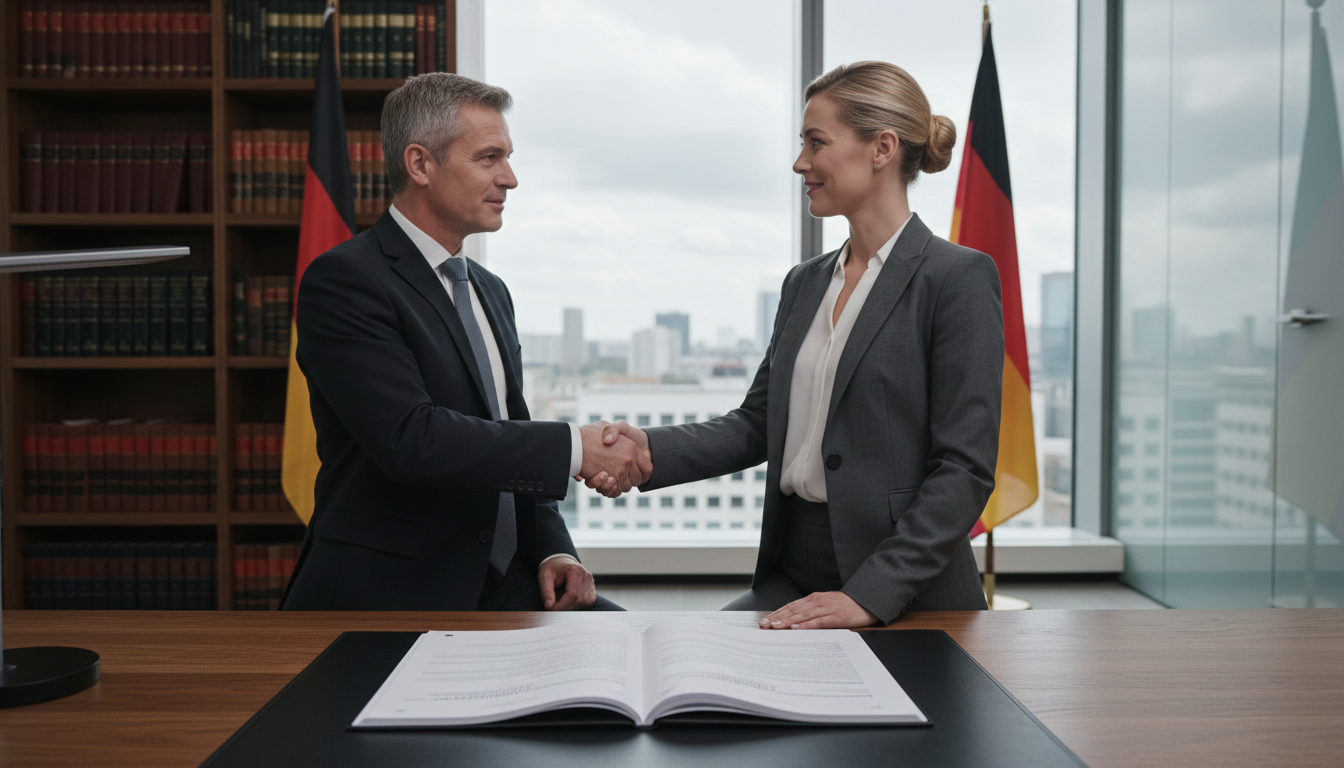 German office lease contract signing