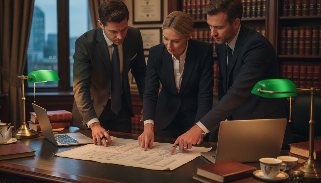 Legal team discussing lease terms