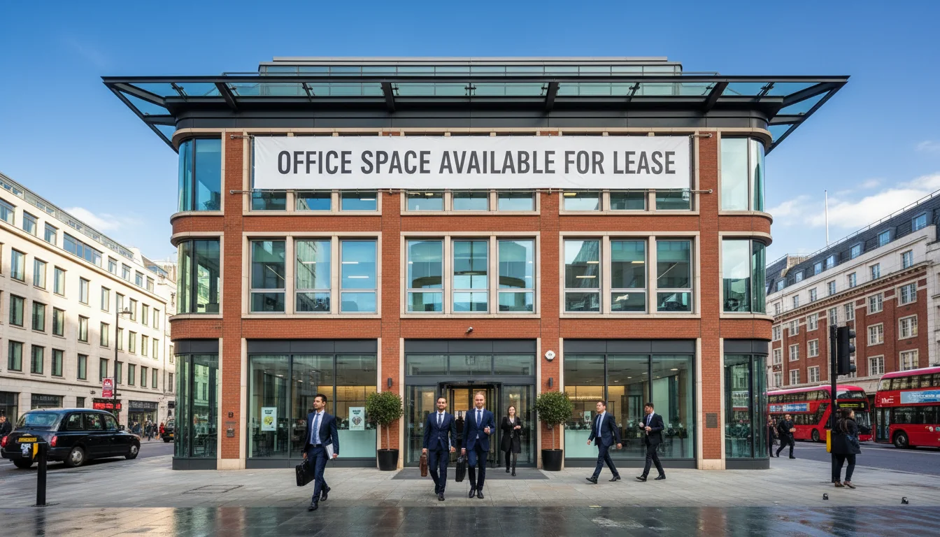 UK office building exterior with lease sign