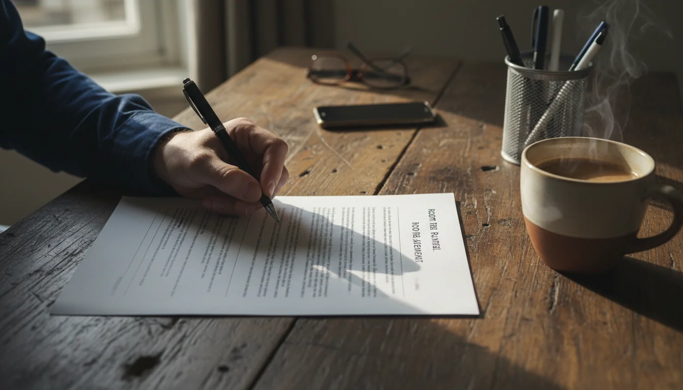 Hand signing rental agreement