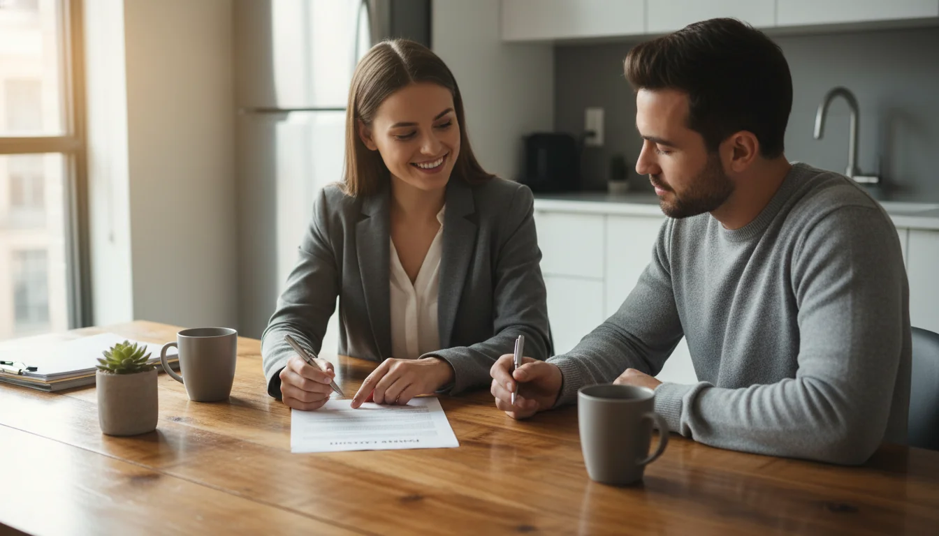 Signing a room rental agreement
