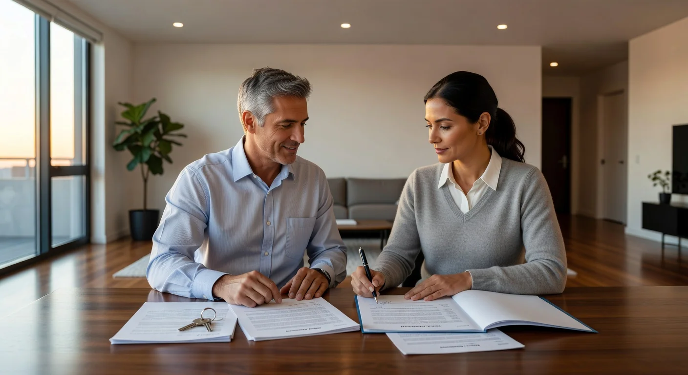 Signing a room rental agreement