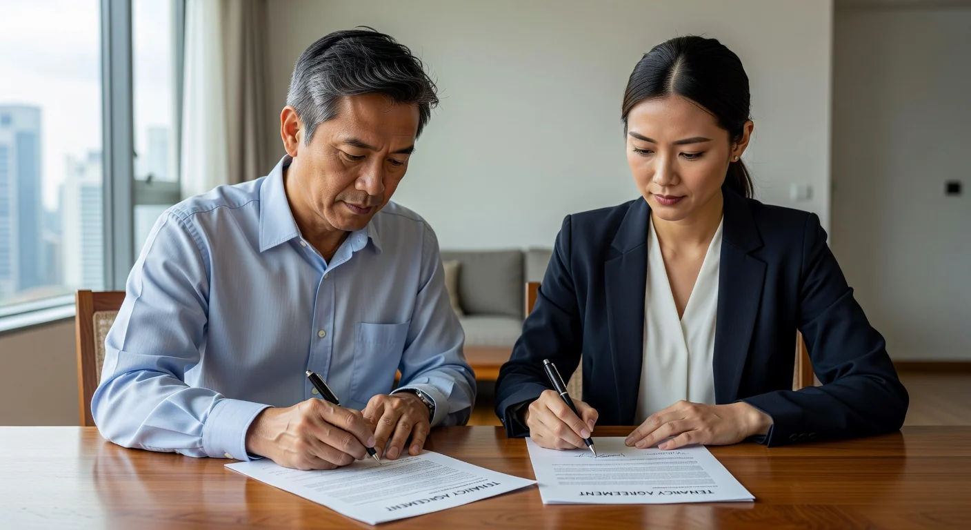 Landlord and tenant signing agreement