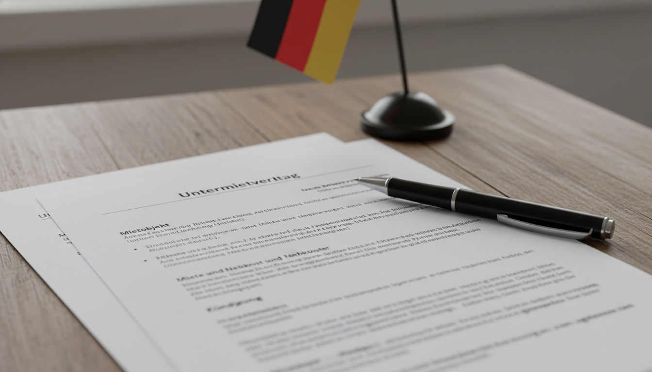German rental contract document close-up