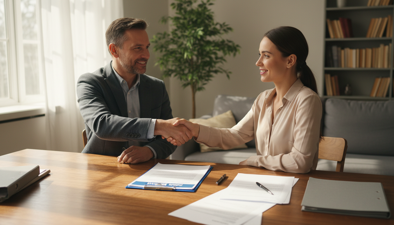 Signing a room rental agreement