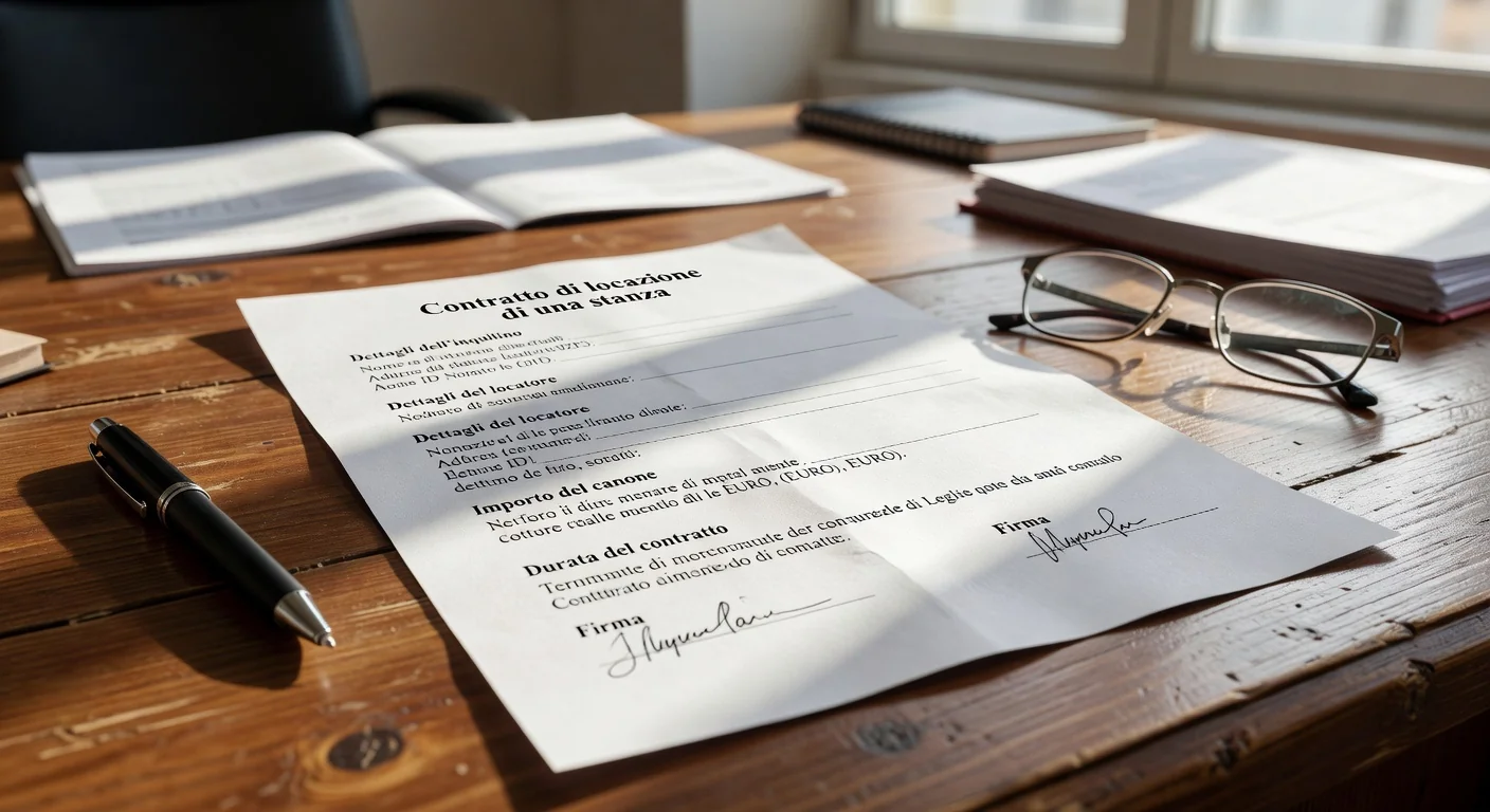 Italian rental contract document close-up
