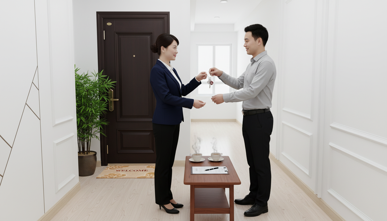 Handing over keys after lease signing