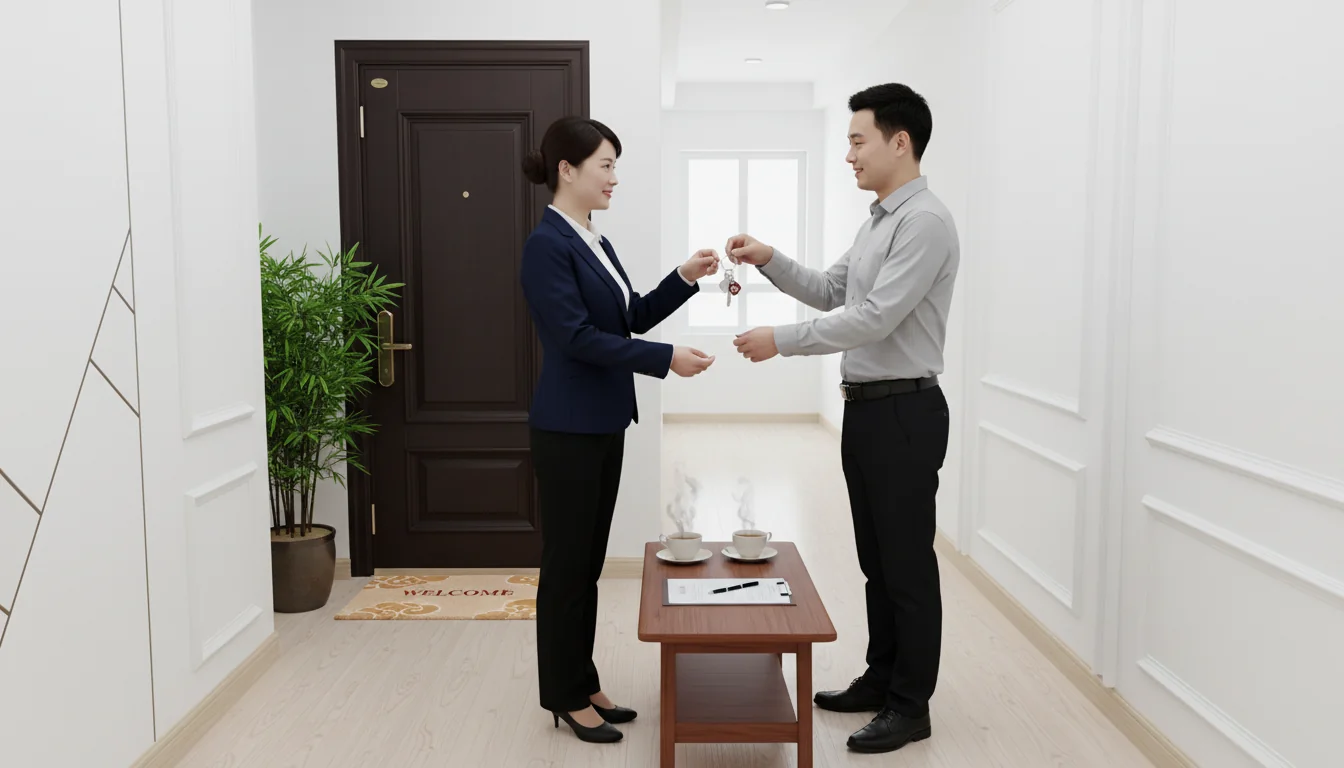 Handing over keys after lease signing