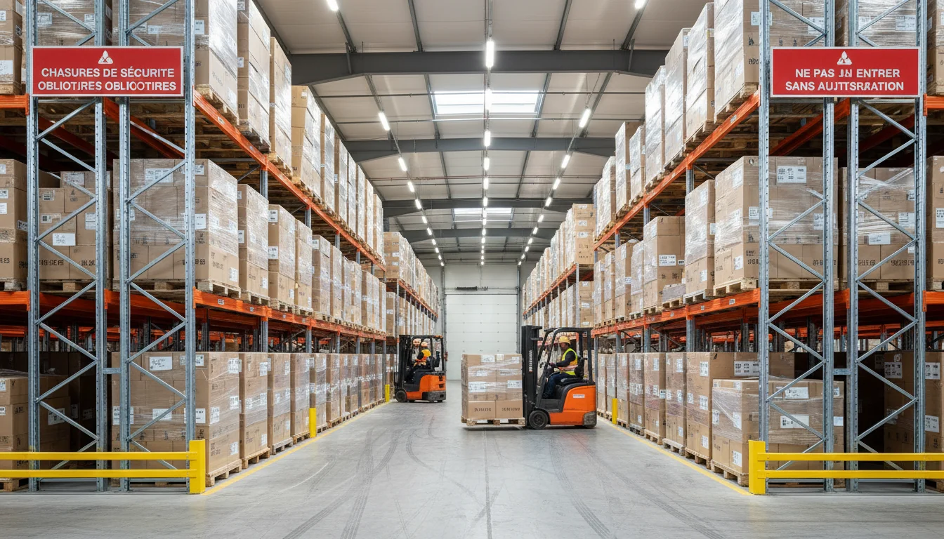 Warehouse interior with efficient storage systems