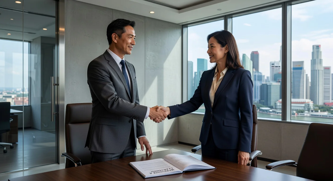 Warehouse lease signing in office