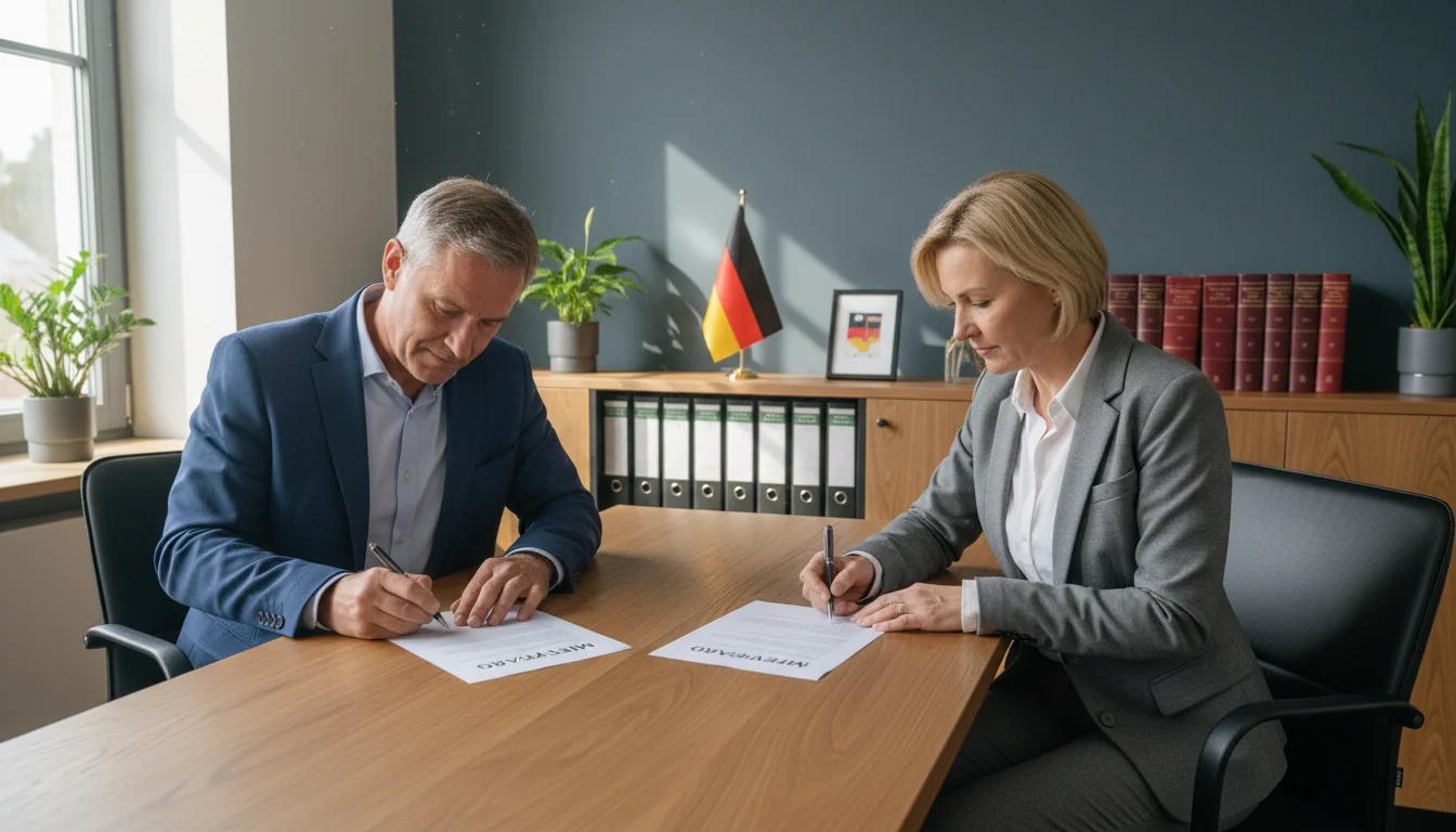 German lease contract signing.