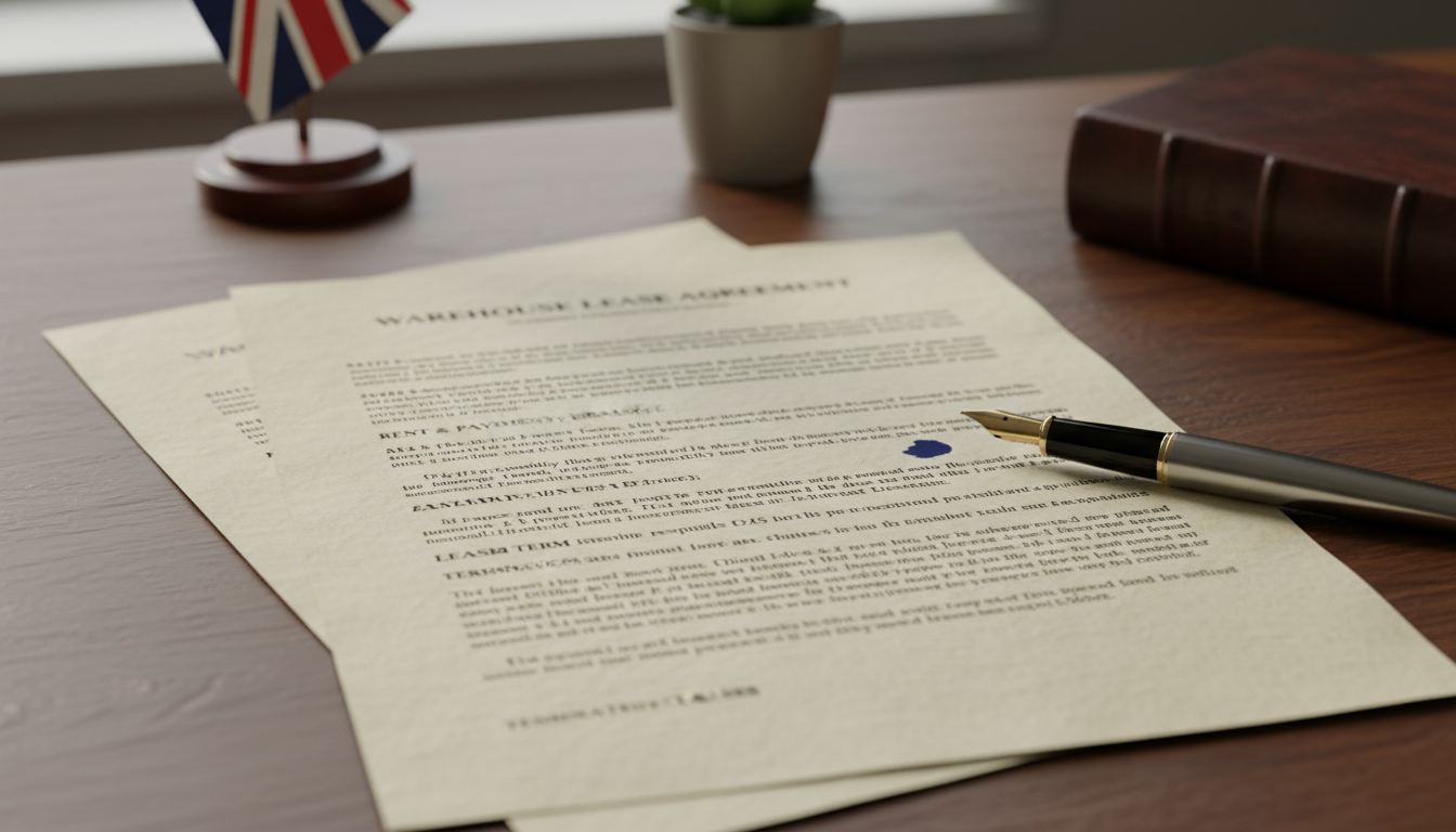 Close-up of warehouse lease contract