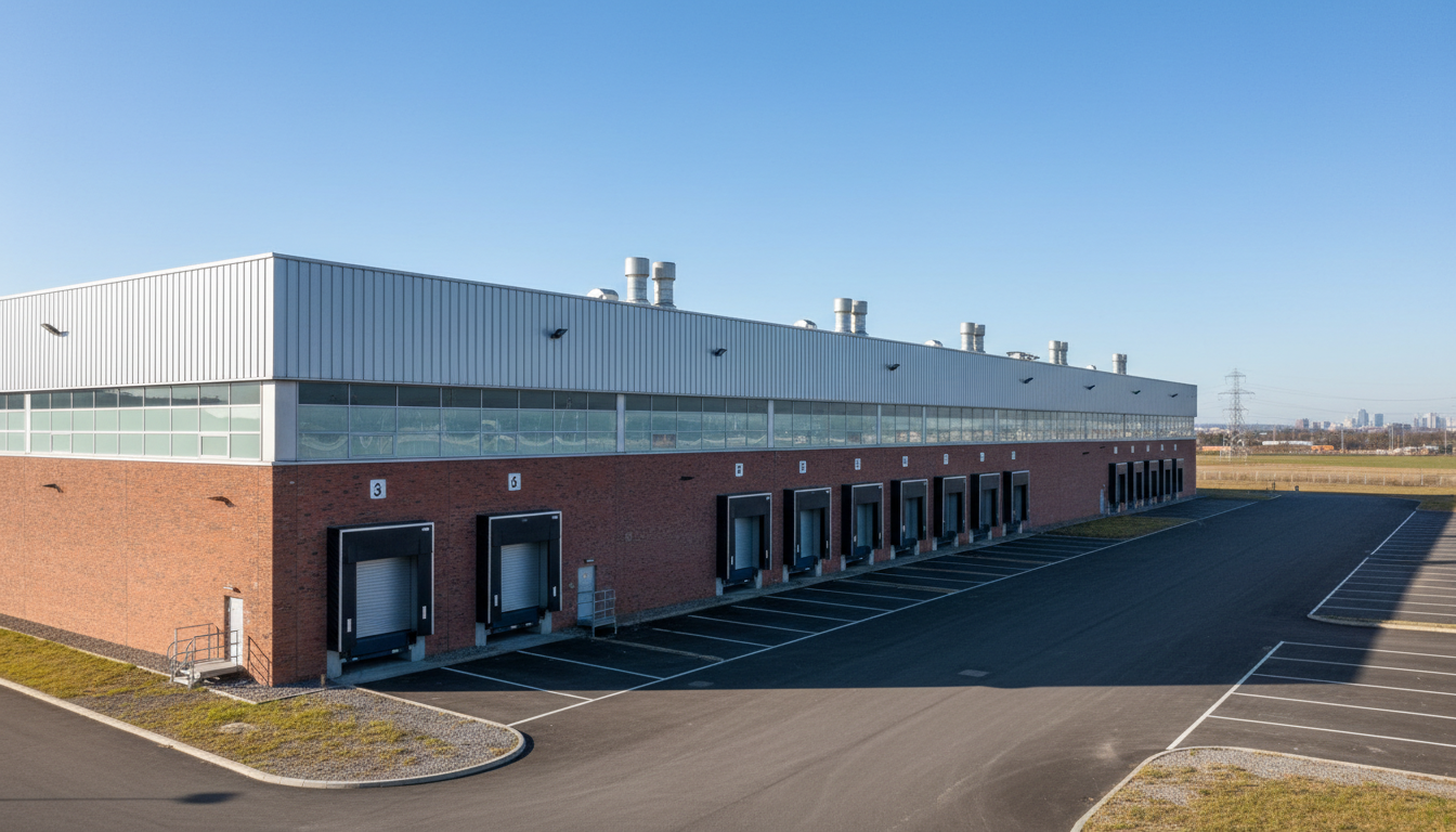 Modern warehouse exterior in UK