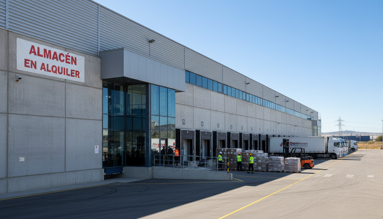 Warehouse exterior in industrial Spanish area