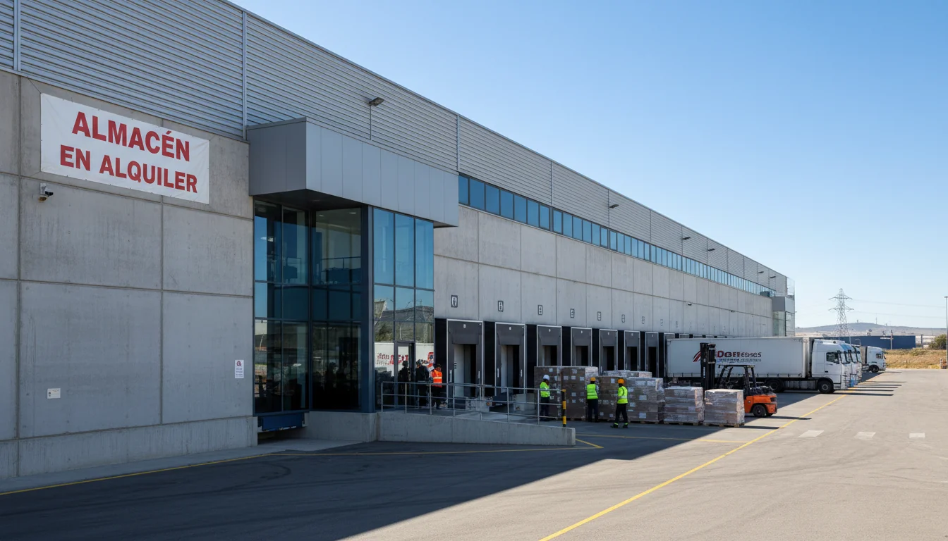 Warehouse exterior in industrial Spanish area