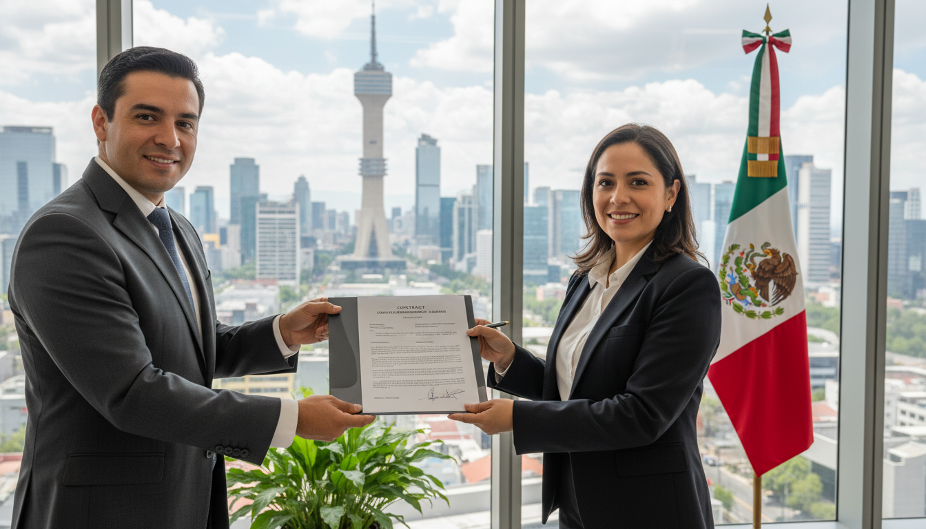 Mexican warehouse lease contract signing