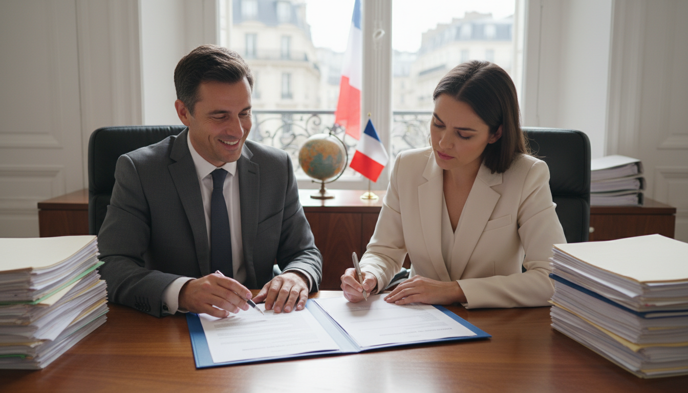 Warehouse lease signing scene