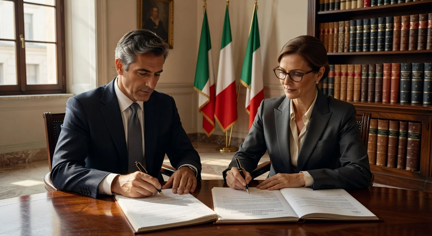 Italian warehouse lease contract signing