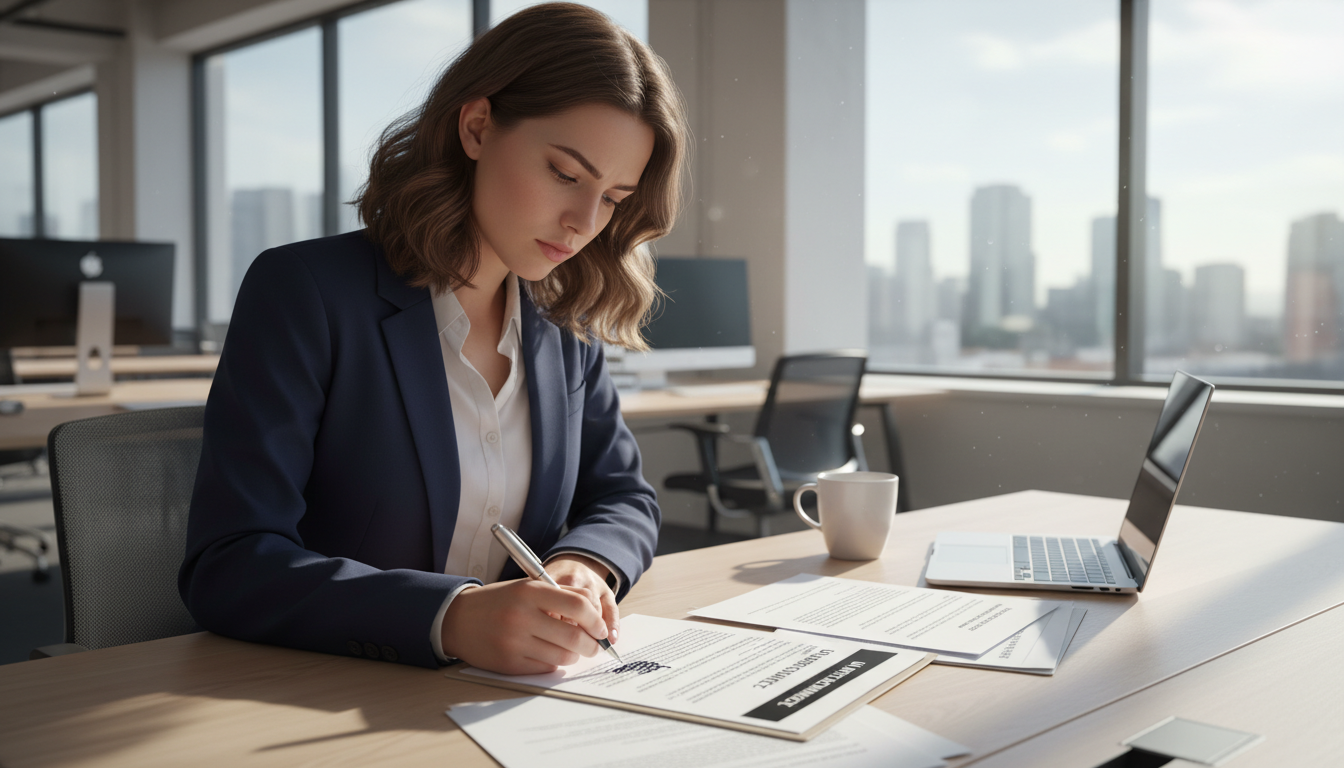 Professional signing employment contract